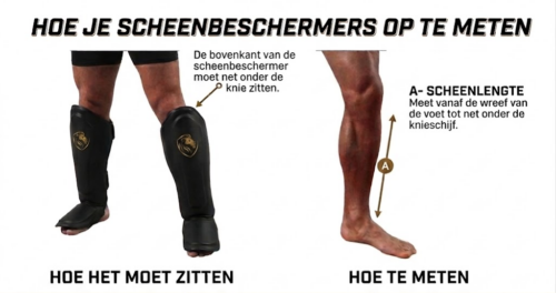 Dit is een instructie voor het juist opmeten en bepalen van de maat voor de scheenbeschermers die je gebruikt voor Muay Thai of kickboksen.